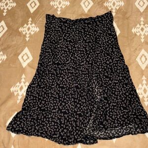 SHEIN Black and White Floral A-Line Skirt
